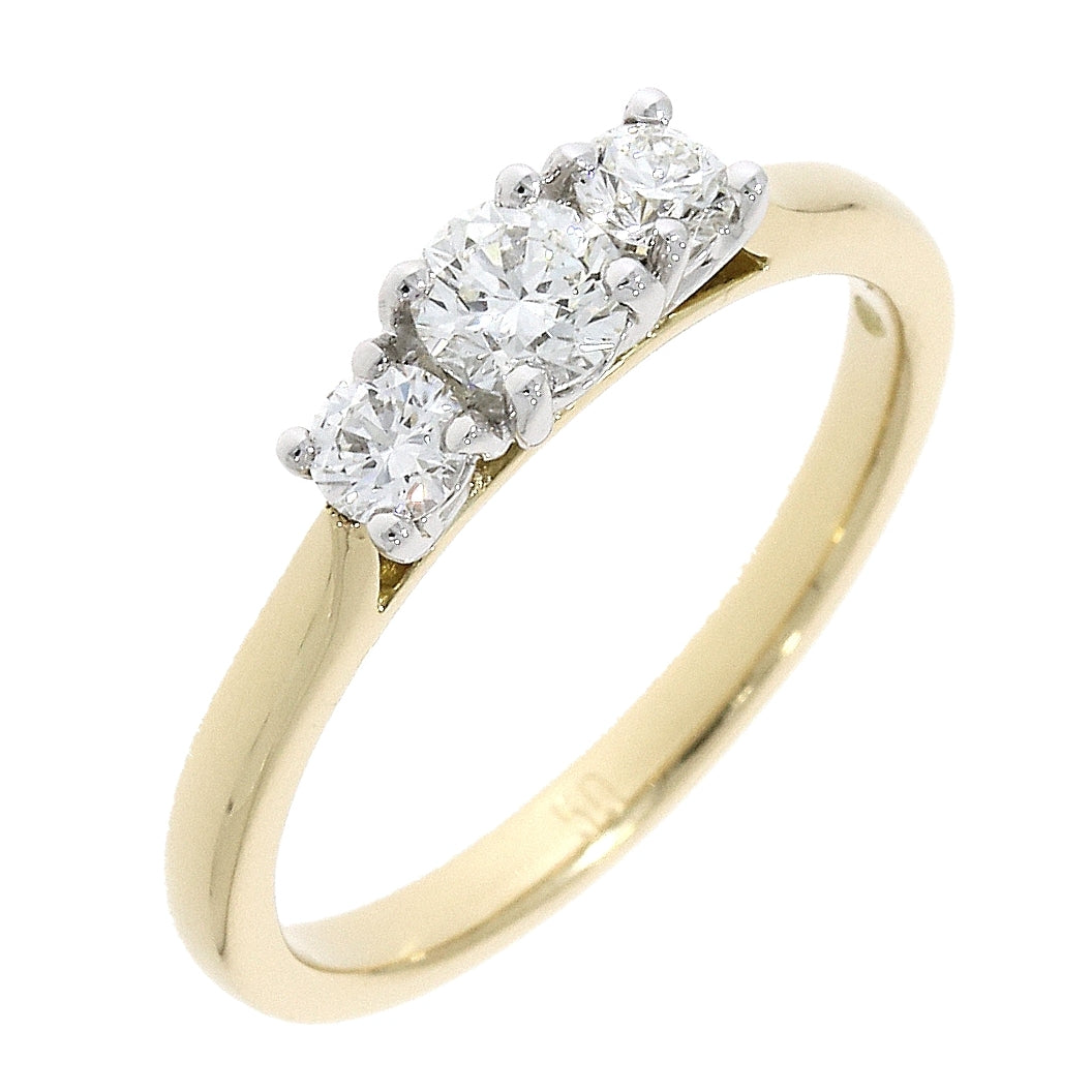 18ct Gold yellow gold claw set 3-stone Diamond ring