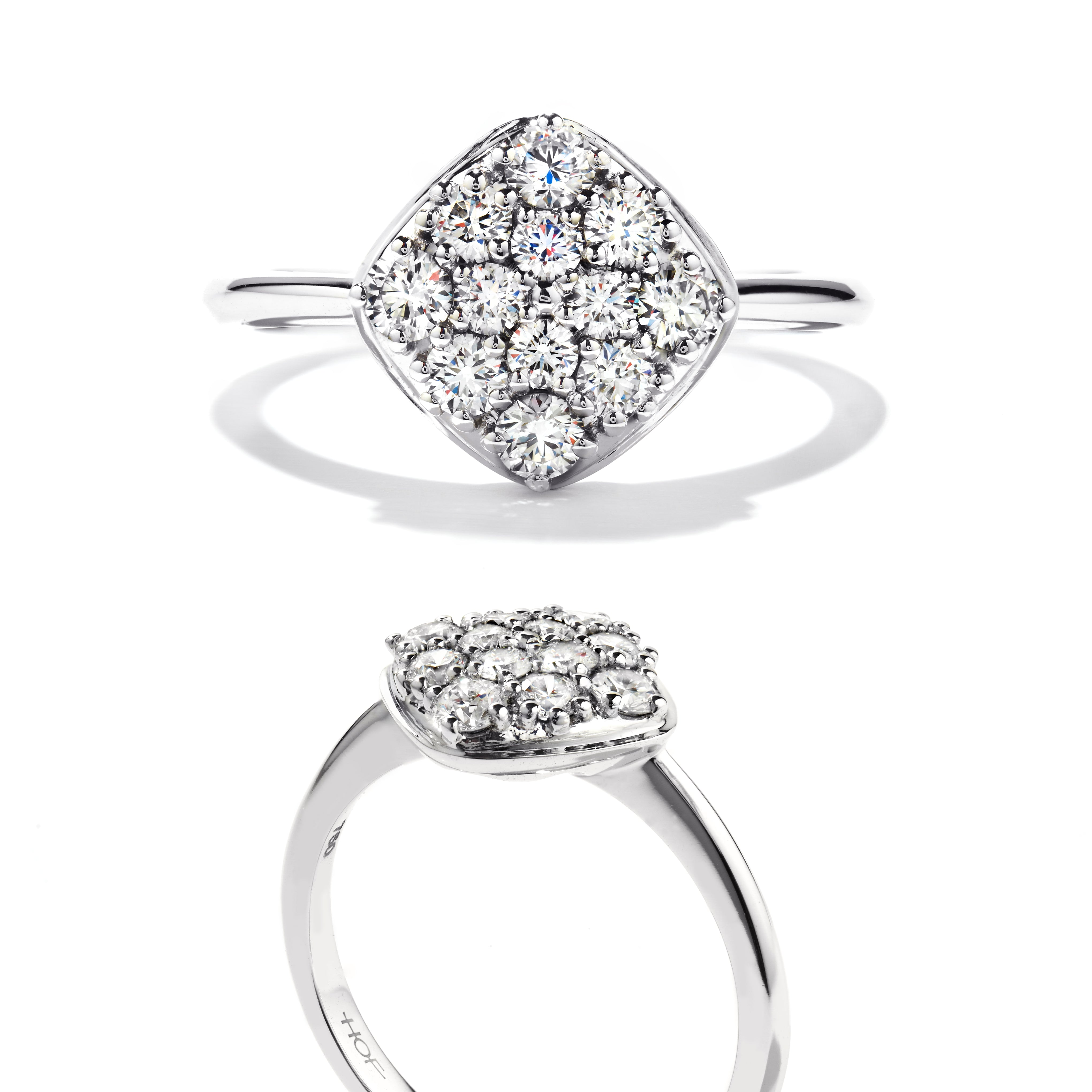 18ct White Gold Silk Pave Set Round Brilliant Cut Diamond Cluster Ring