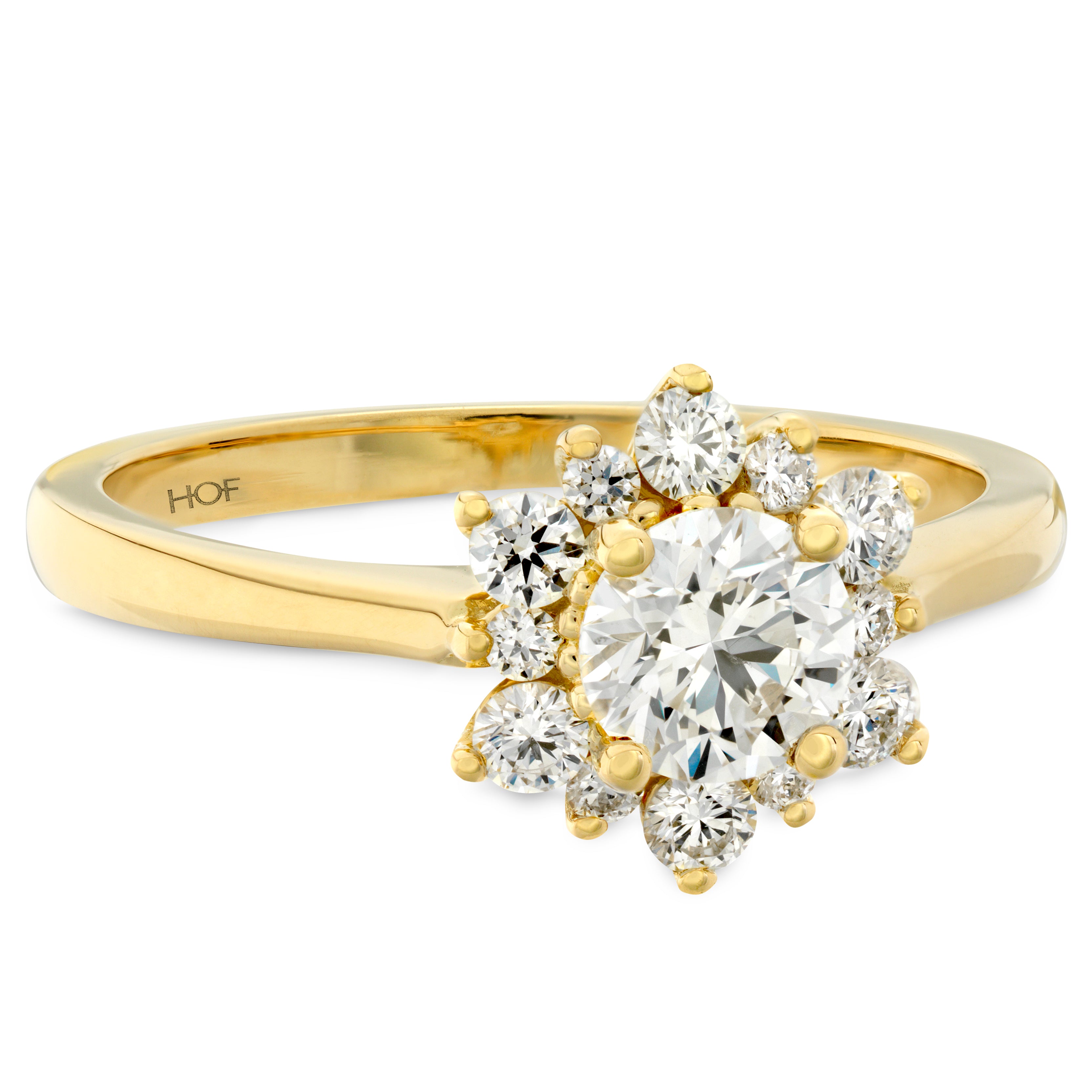 18ct Yellow Gold Delight Lady Round Brilliant Cut Diamond Cluster Ring