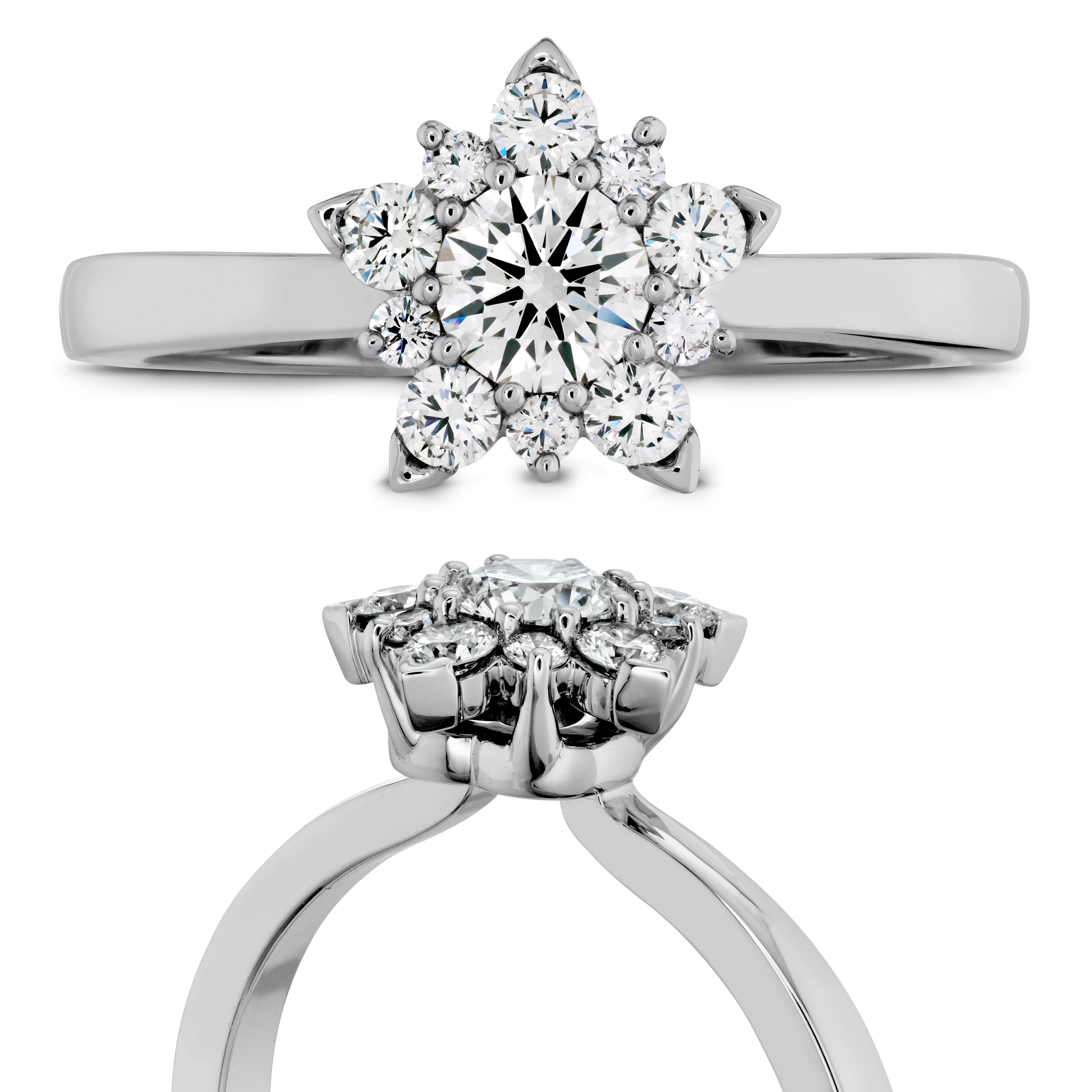 18ct White Gold Aerial Round Brilliant Cut Diamond Cluster Ring