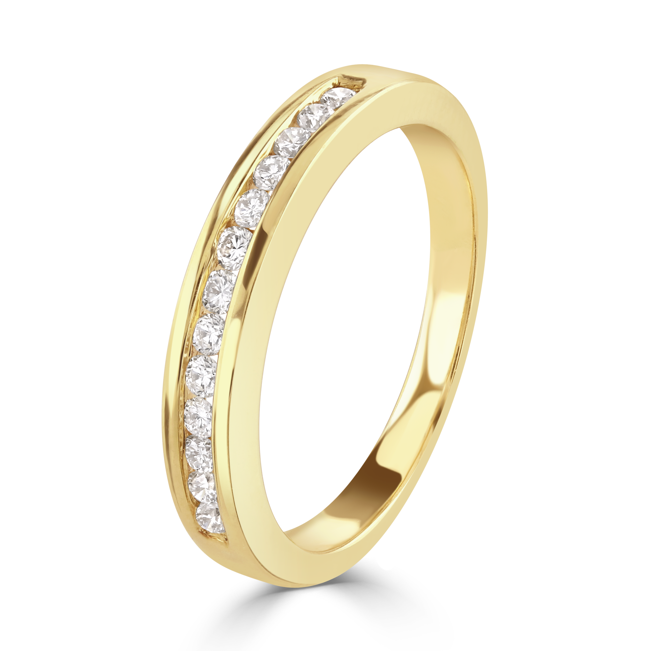 0.25ct Round Brilliant Cut Diamond Channel Set Half Eternity 18ct Yellow Gold Ring