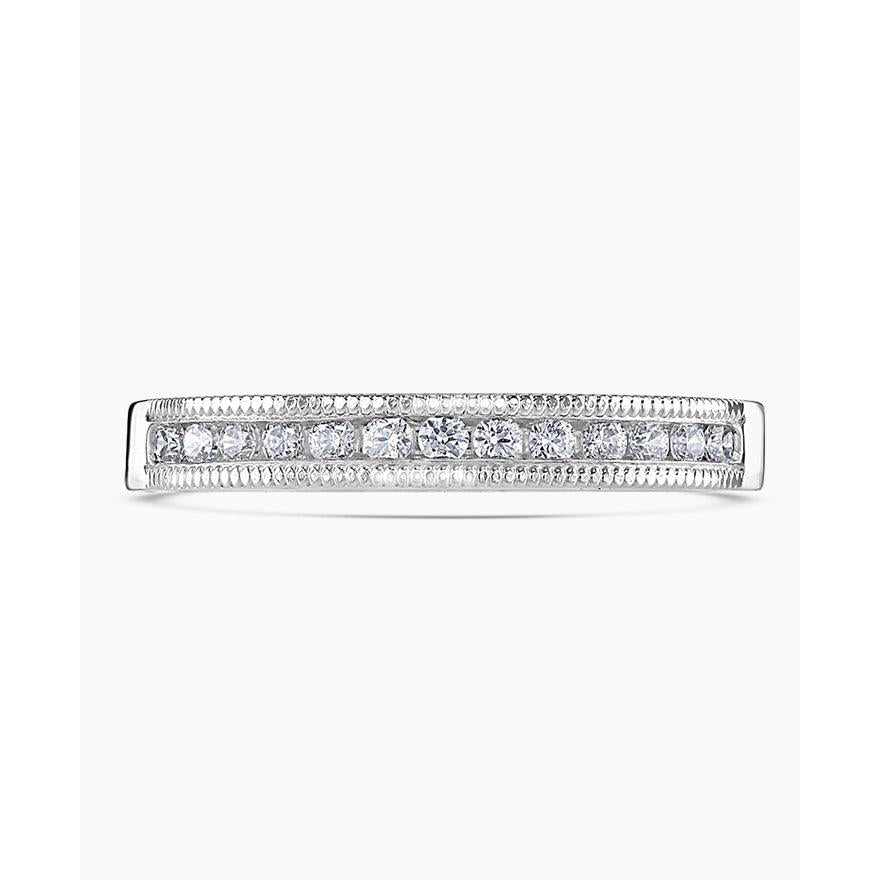0.20ct Round Brilliant Cut Diamond Beaded Edged Channel Set Half Eternity Platinum Band
