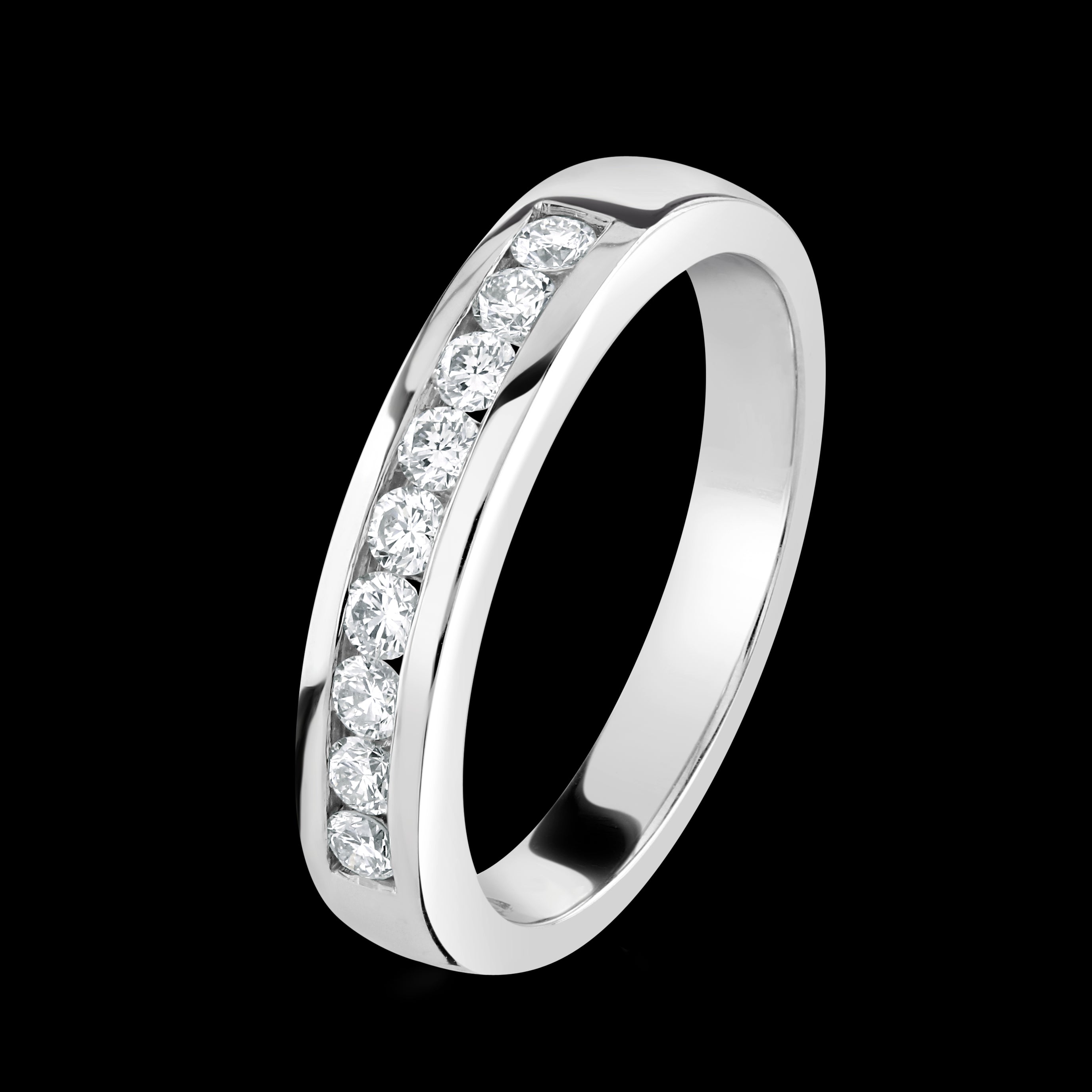 0.30ct 9-Round Brilliant Cut Channel Set Half Eternity Platinum Band