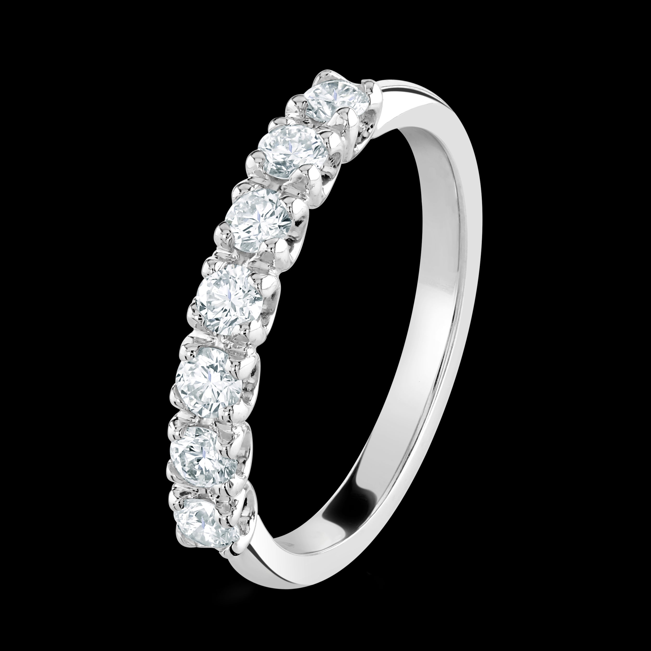 0.56ct 7-Round Brilliant Cut Diamond Half Eternity Platinum Band