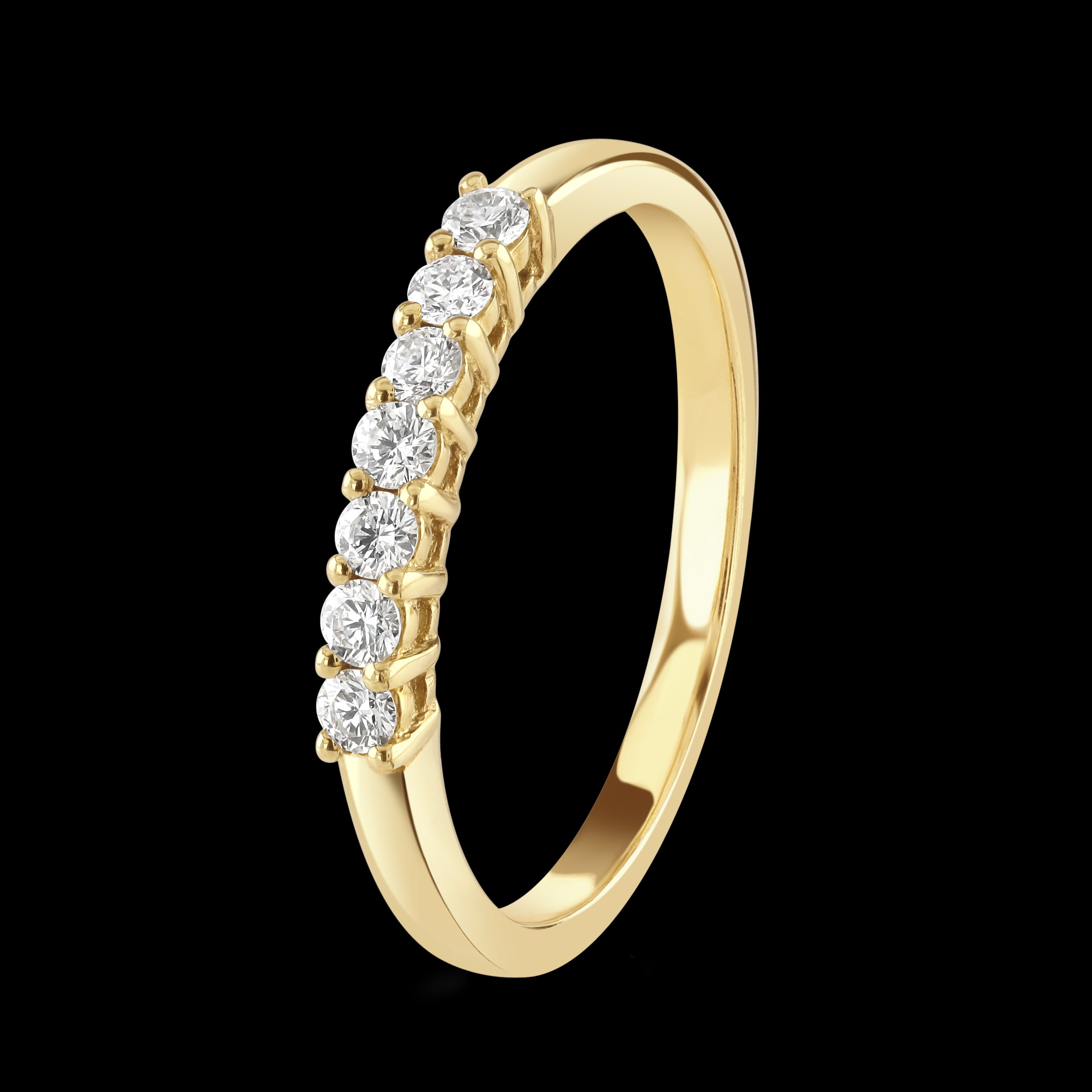 0.25ct 7-Round Brilliant Cut Diamond Half Eternity 9ct Yellow Gold Band