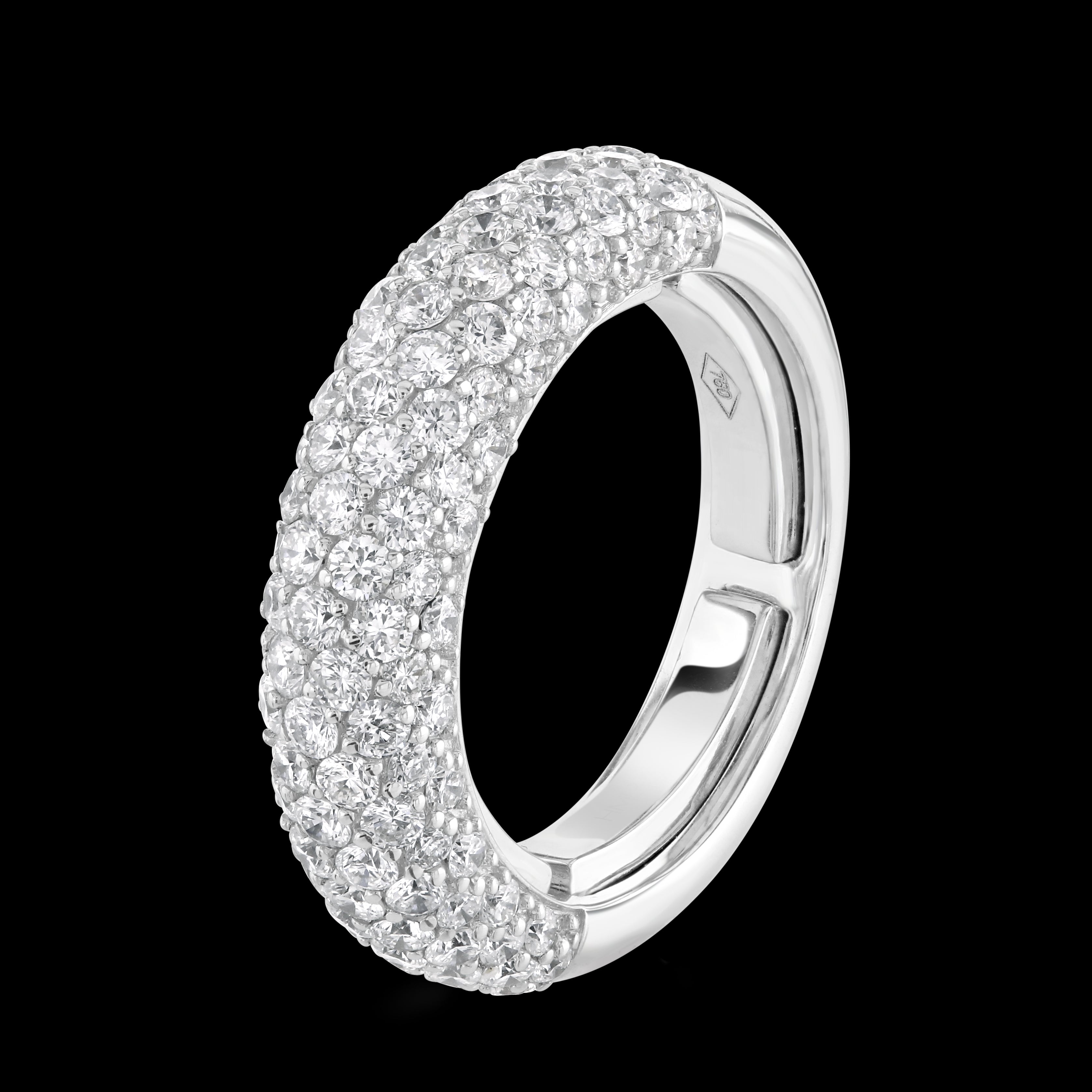 1.99ct Round Brilliant Cut Diamond Pave Set 18ct White Gold Half Eternity Ring