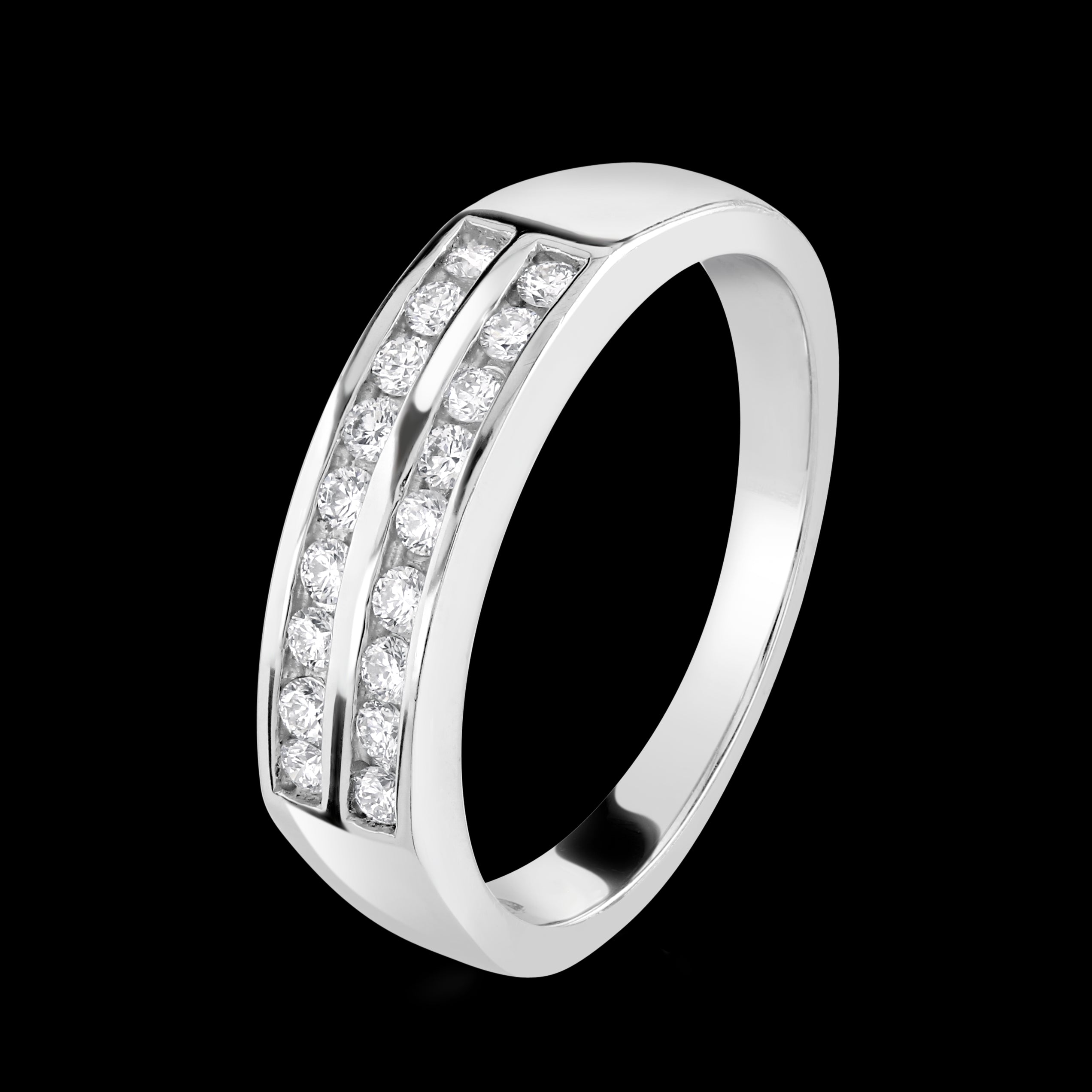 0.25ct Round Brilliant Cut Diamond 2-Row Channel Set Half Eternity Ring