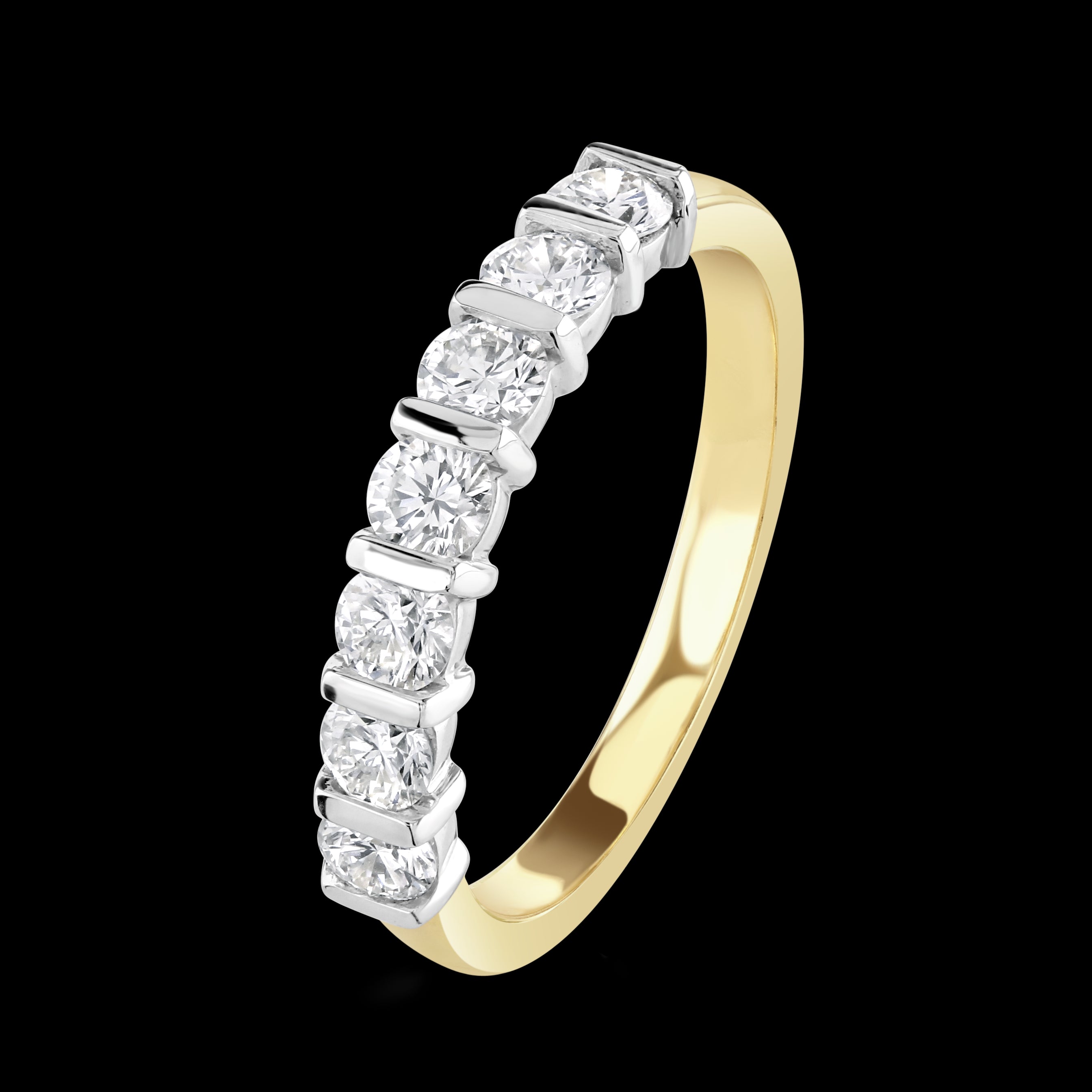 0.83ct Round Brilliant Cut Diamond 7-Stone Bar Set 18ct Yellow Gold Eternity Ring