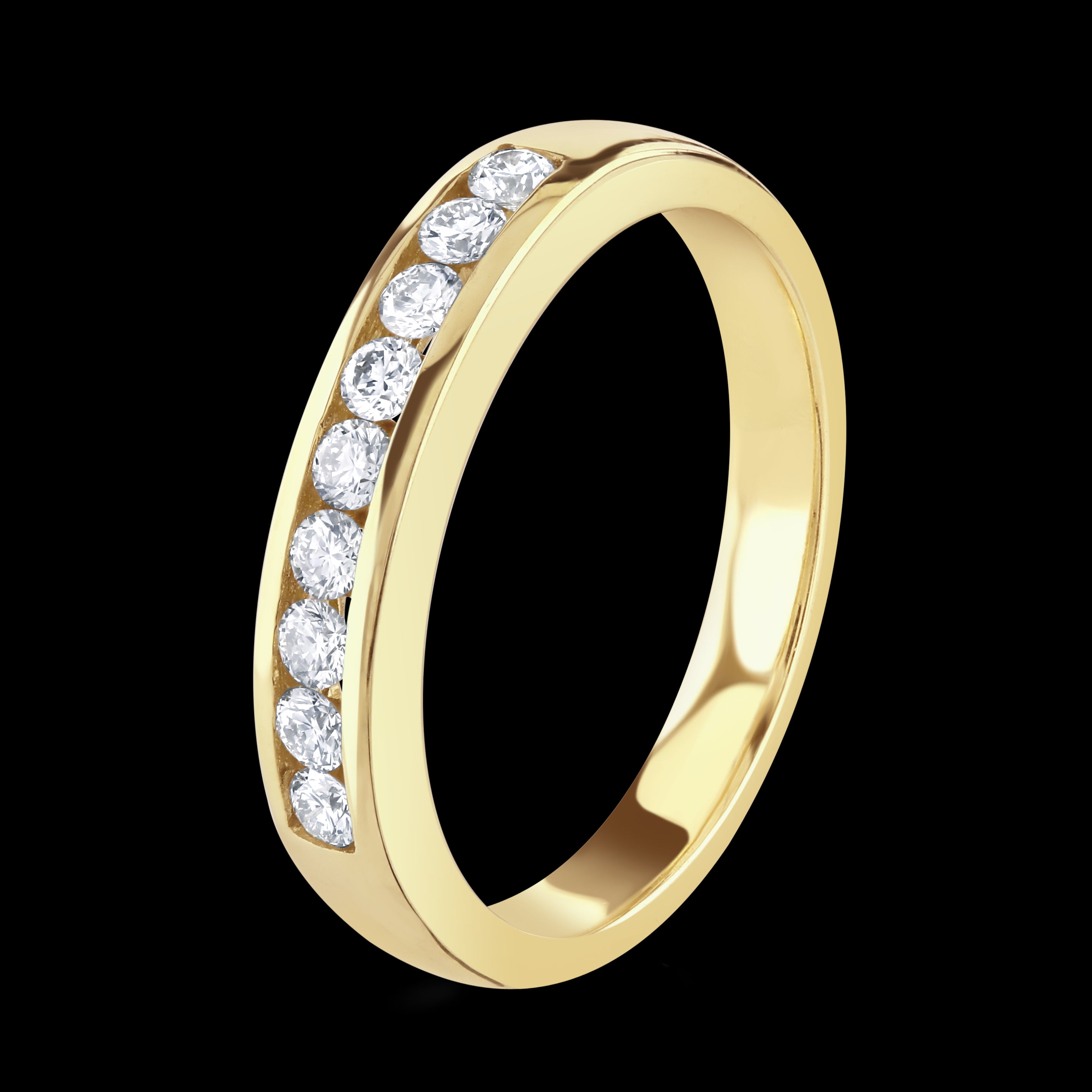 0.31ct Channel Set Round Brilliant Cut Diamond 18ct Yellow Gold Half Eternity Band