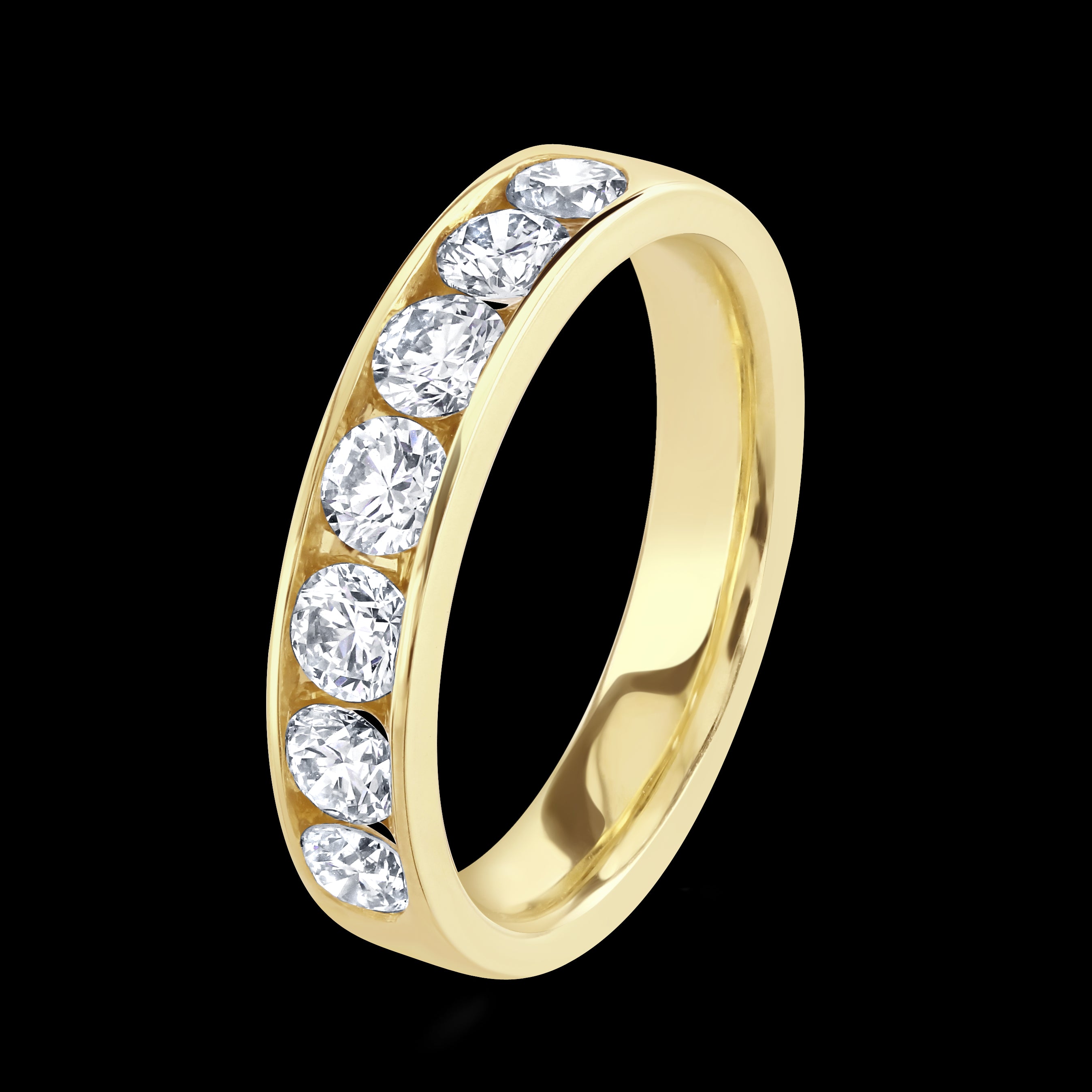 1.00ct Channel Set Round Brilliant Cut Diamond 18ct Yellow Gold Half Eternity Ring