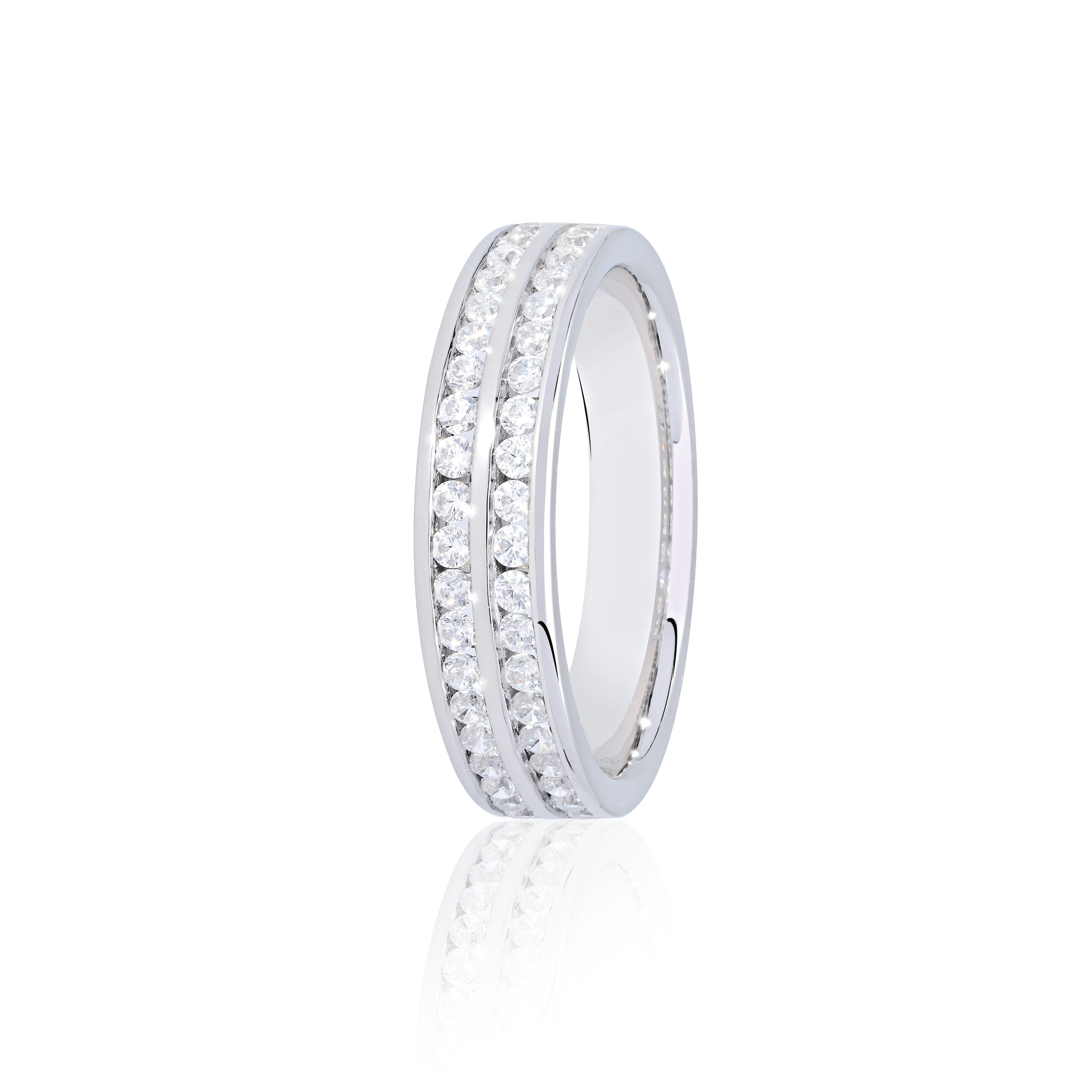 0.50ct Channel Set Round Brilliant Cut Diamond 2-Row Platinum Eternity Ring