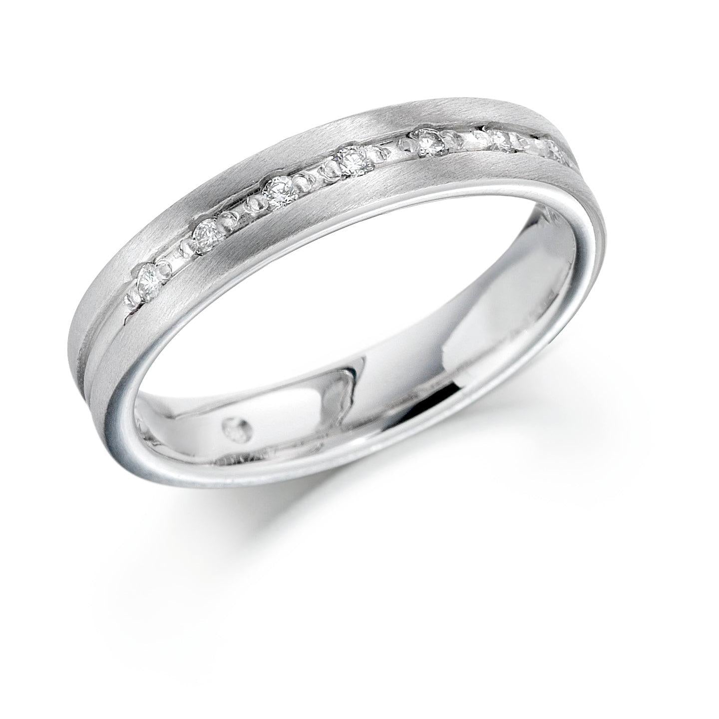 18ct White Gold Round Brilliant Cut Diamond Set Band