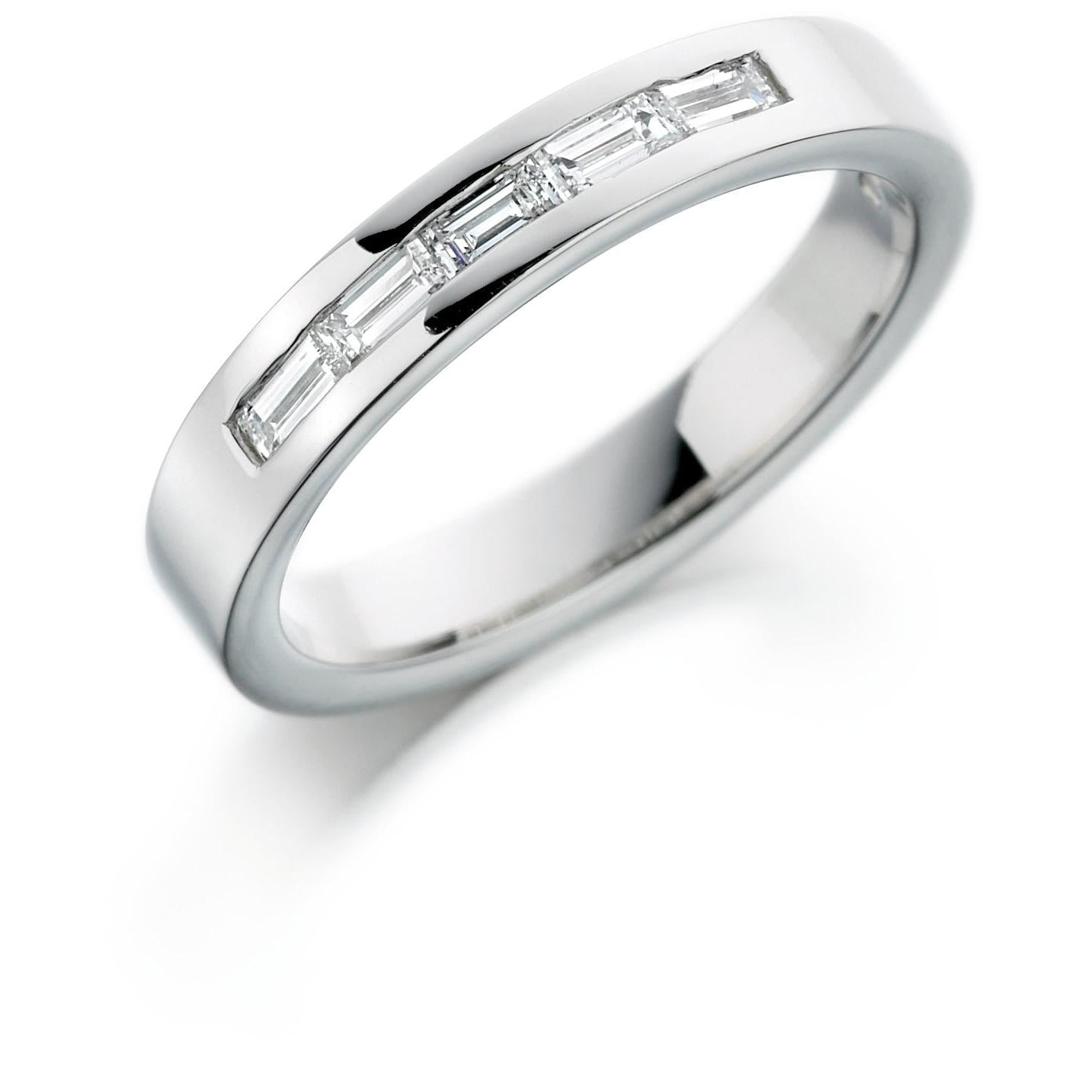 Platinum Channel Set Baguette Cut Diamond Eternity Band