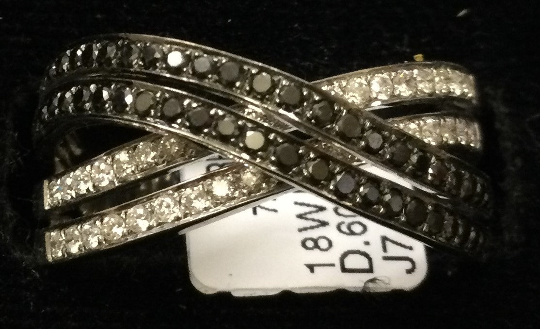 18ct White Gold Blk/Wht Dia X/O 4row