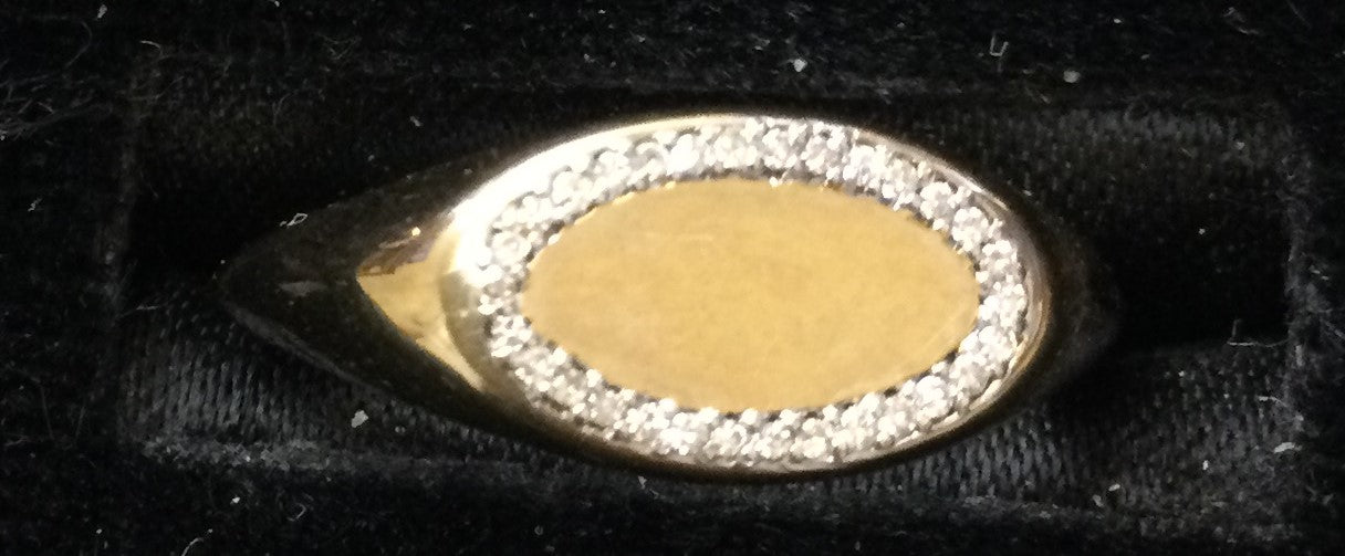 9ct Yellow Gold Ovl Ting Sig Dia Bordr