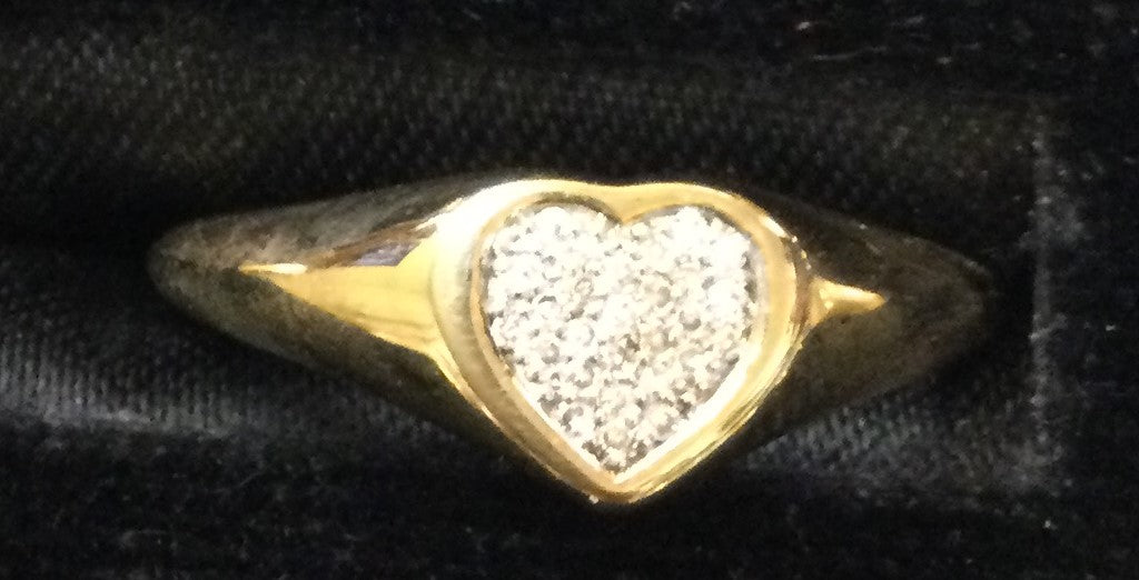 9ct Yellow Gold Hrt Tingl Di Pave Cent