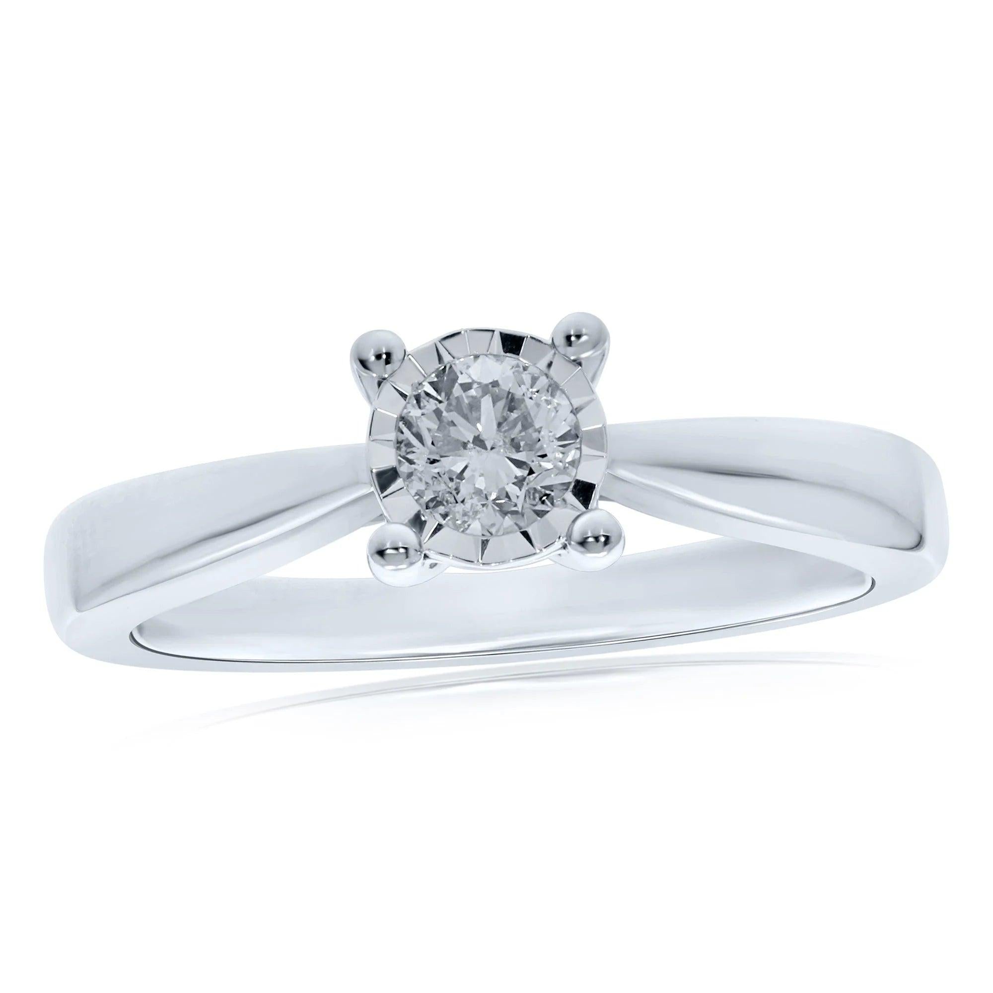 9ct White Gold 1di-M. Plate-Ring
