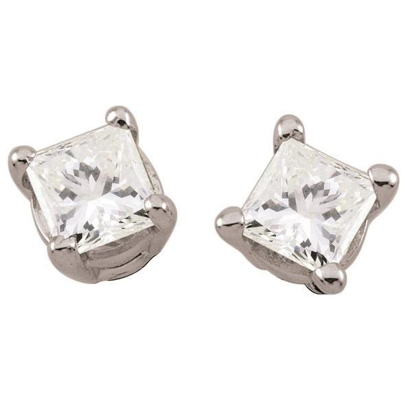 18ct White Gold 0.28ct Princess Cut Diamond Stud Earrings