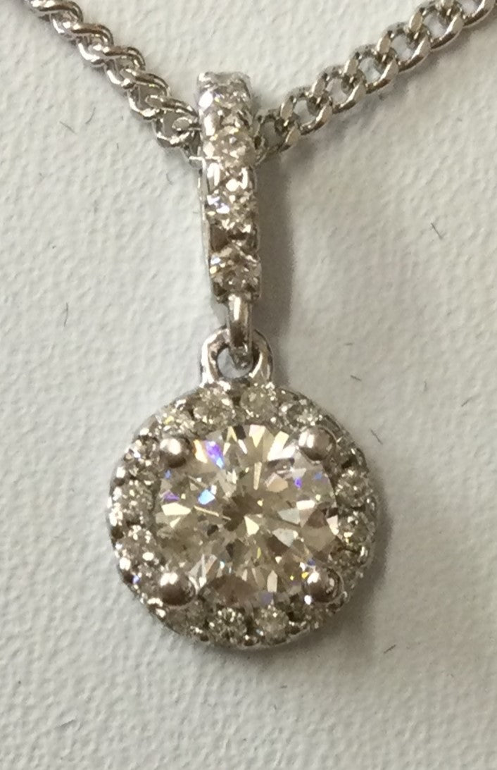 18ct White Gold 1 Dia 21 Di Surr Halo