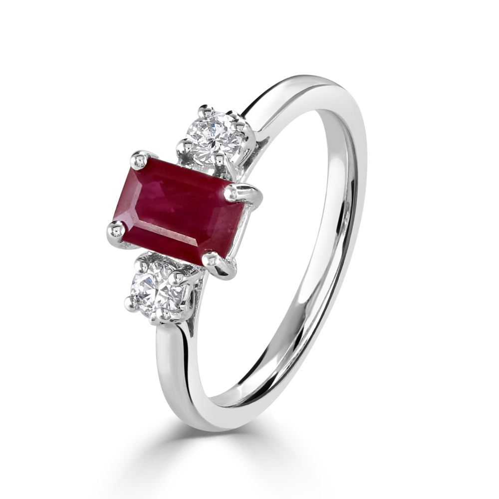 18ct White Gold Ruby & Diamond Ring