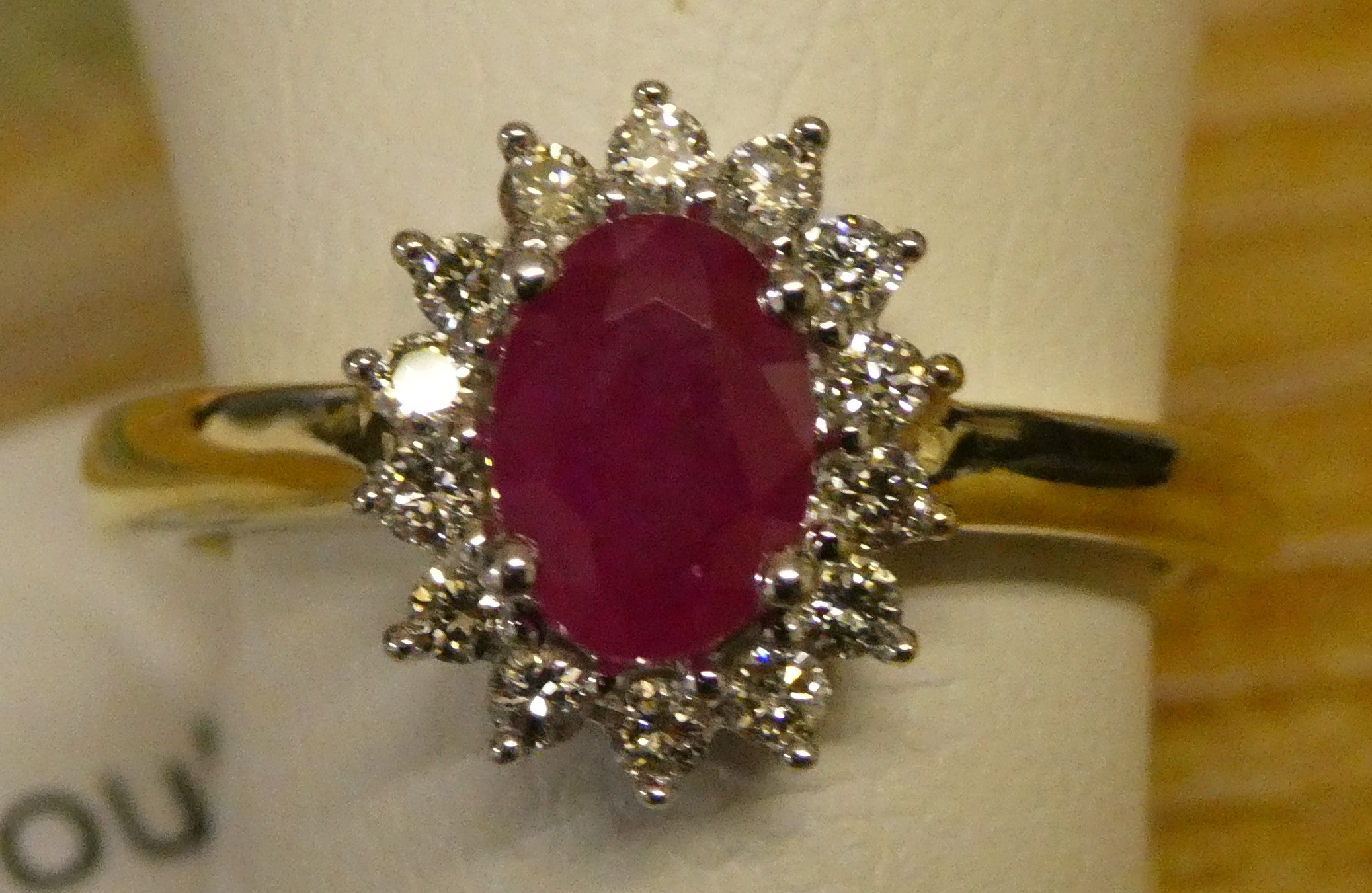 9ct Yellow & White gold Ruby & Diamond Cluster ring