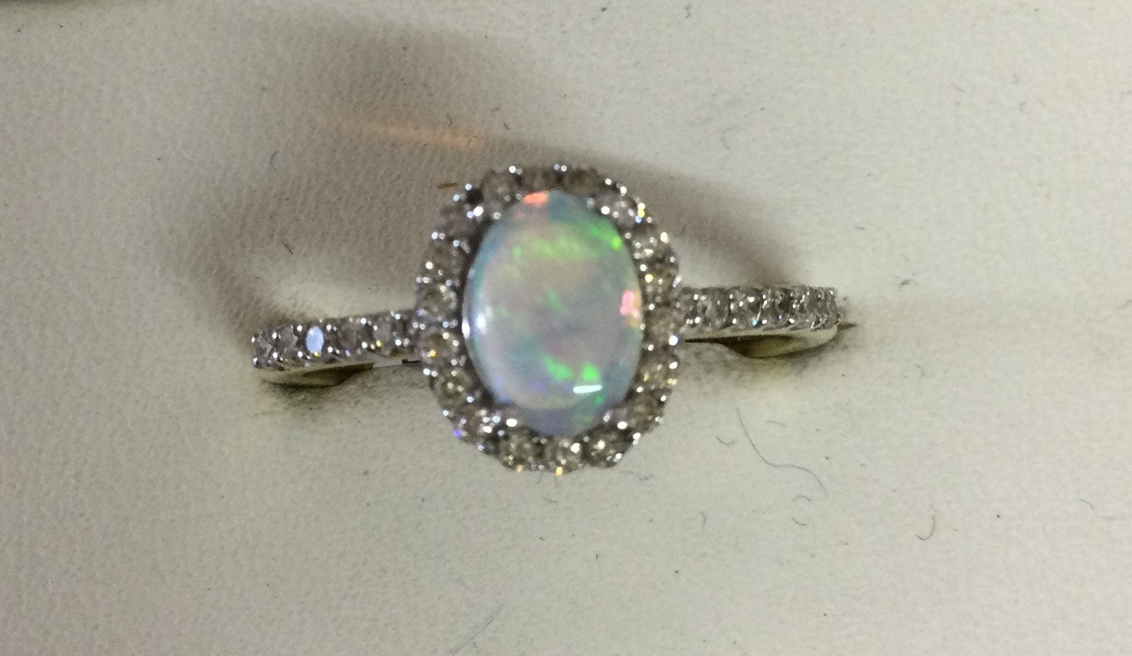 9ct yellow & white gold Opal & diamond cluster ring