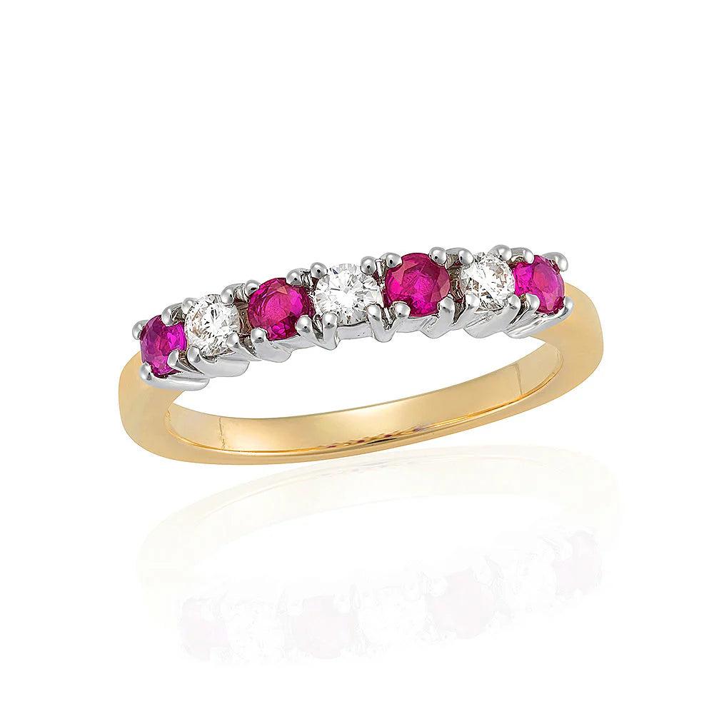 9ct Yellow & White gold Ruby & Diamond eternity ring