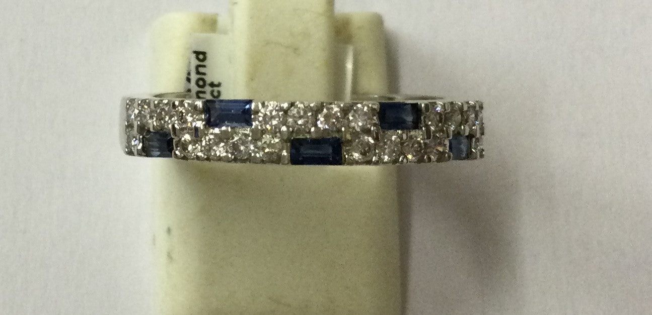 18ct White Gold 5rctsap/22dia 2row