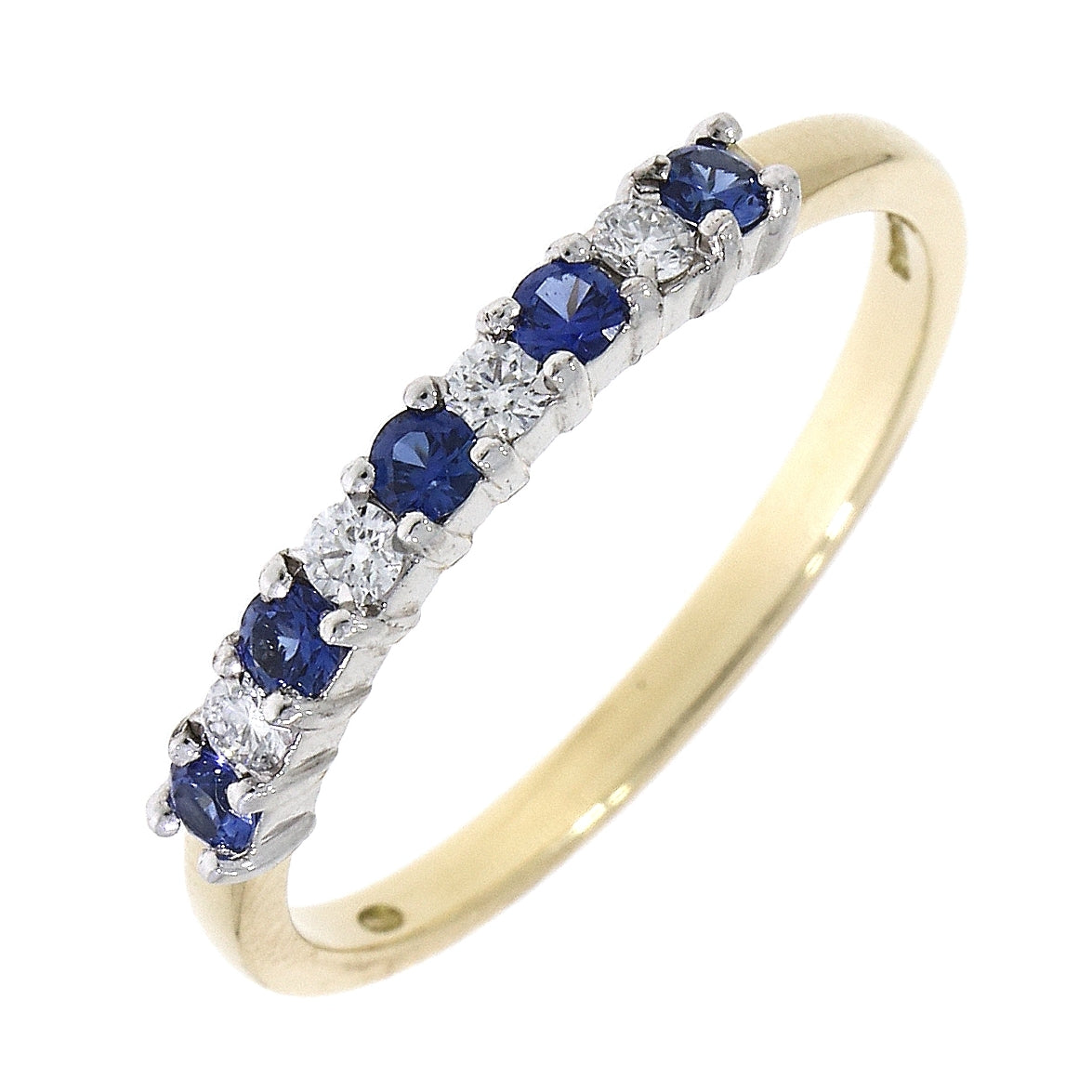18ct yellow and white gold sapphire and diamond claw set ring