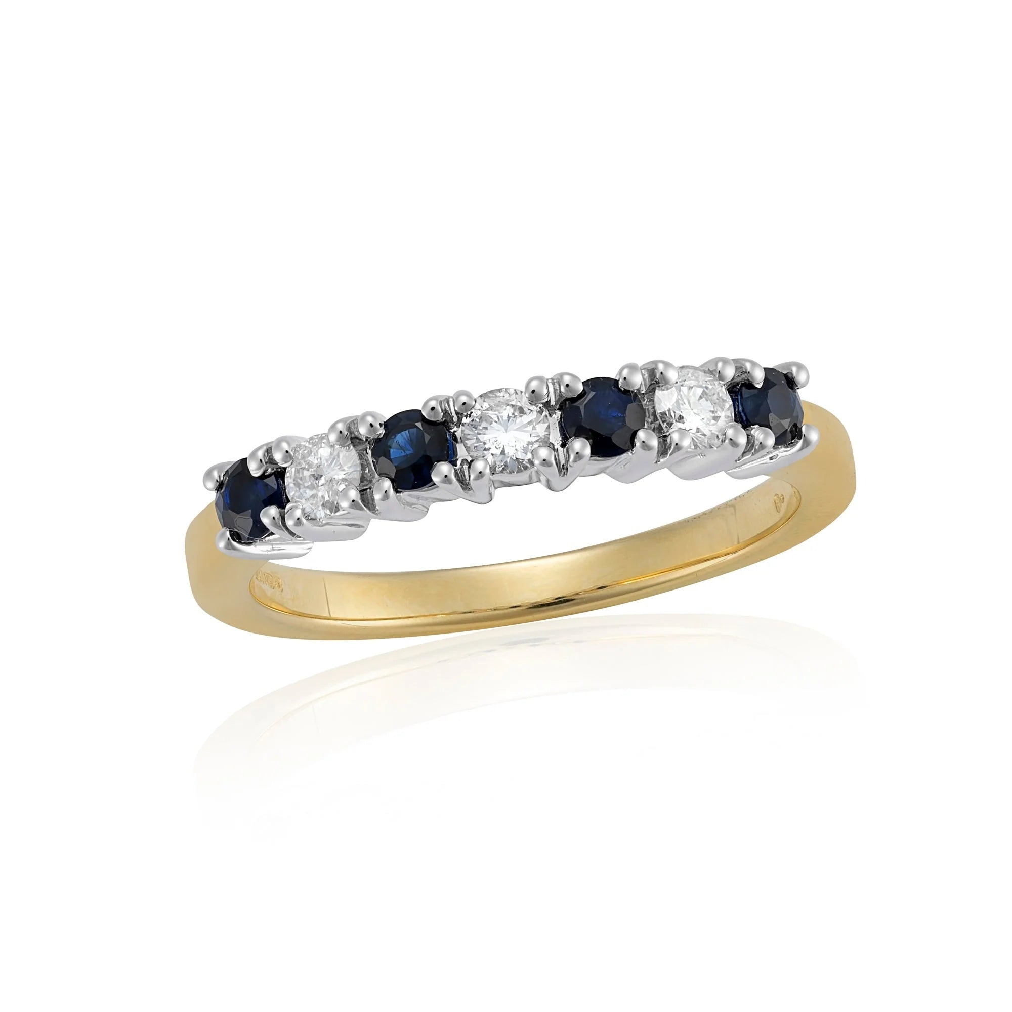 9ct gold 2.50mm round sapphire & diamond half et ring 0.20ct