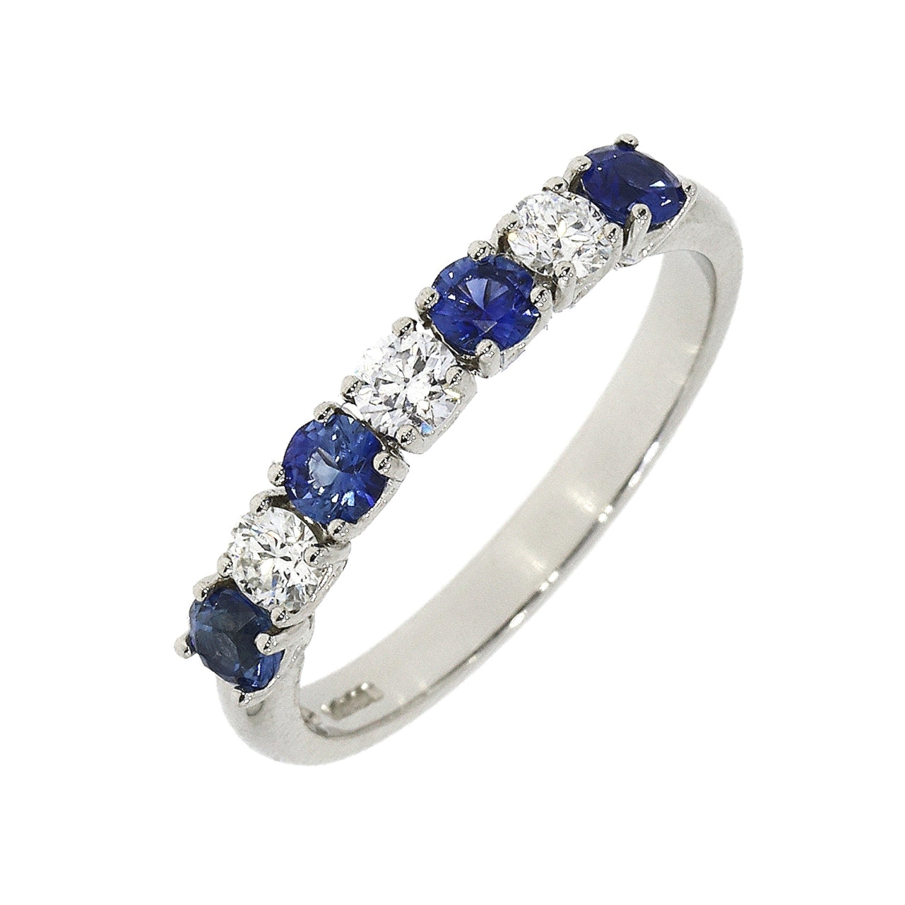 Platinum 7 Stone Sapphire and Diamond Eternity Ring
