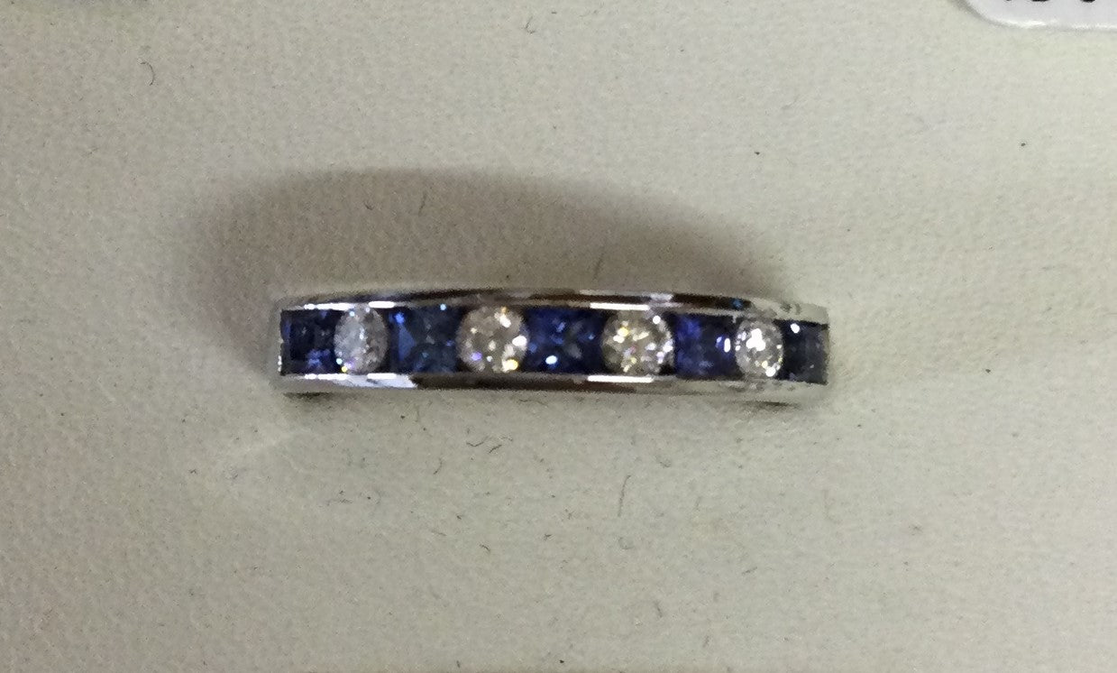 18ct White Gold 5 Sapp & 4 Diam Chann