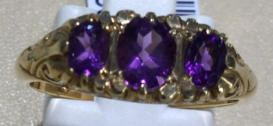 9ct Yellow Gold 3grad Ameth-Claw Set