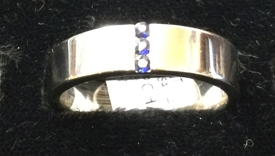 9ct White Gold 3sap Chan Set Band