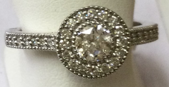 18ct White Gold Vint 1m-Cut 32dia