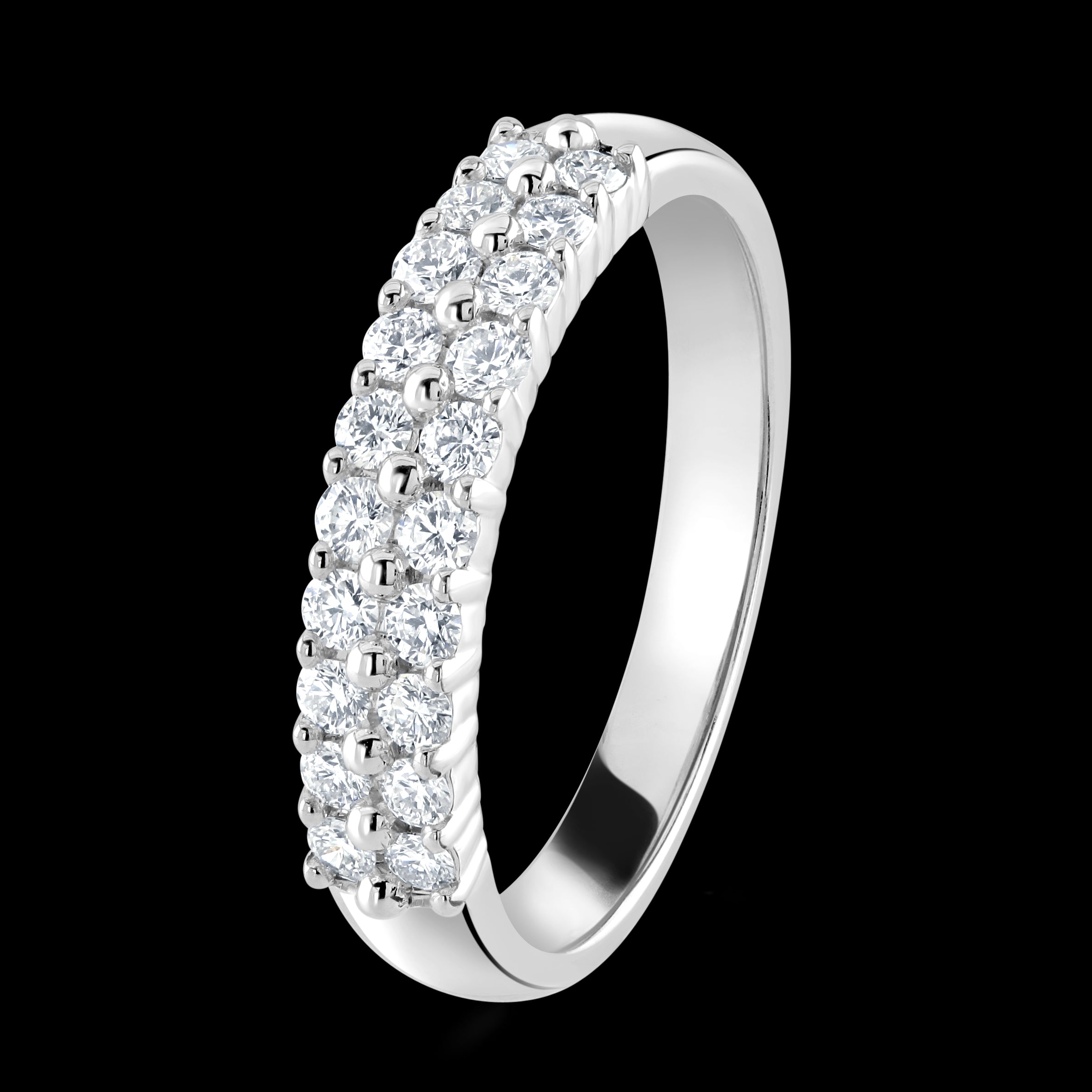 0.44ct 20-Round Brilliant Cut Diamond Claw Set 2-Row 18ct White Gold Eternity Band