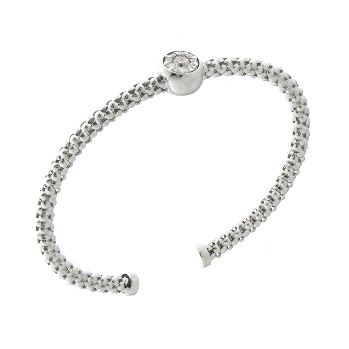 18ct White Gold Diamond Set Stretch Bouguer Bangle