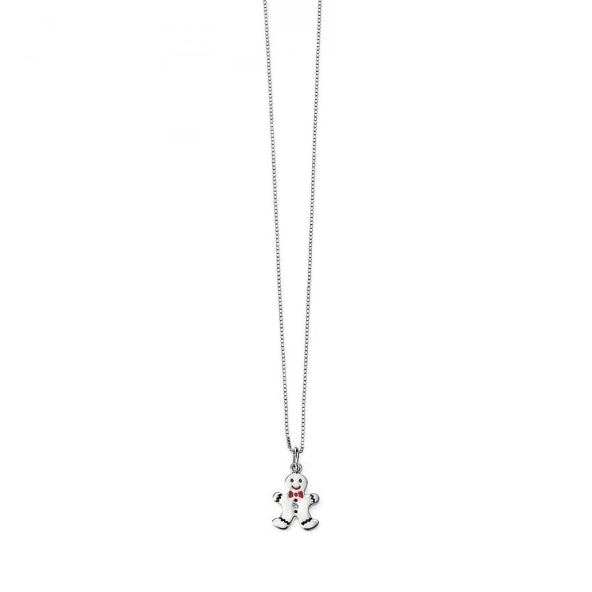 Silver Diamond Set Gingerbread Man Pendant