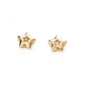Gold Plated Silver Cubic Zirconia Set Star Stud Earrings