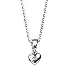 Silver D 4 Diamond Heart Pendant