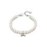 Sil-White pearl/Diamond Bow Bracelet