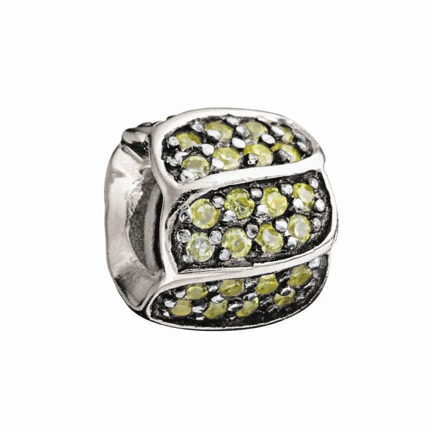 Silver Bead with Yellow CZ - Jewelled Petals