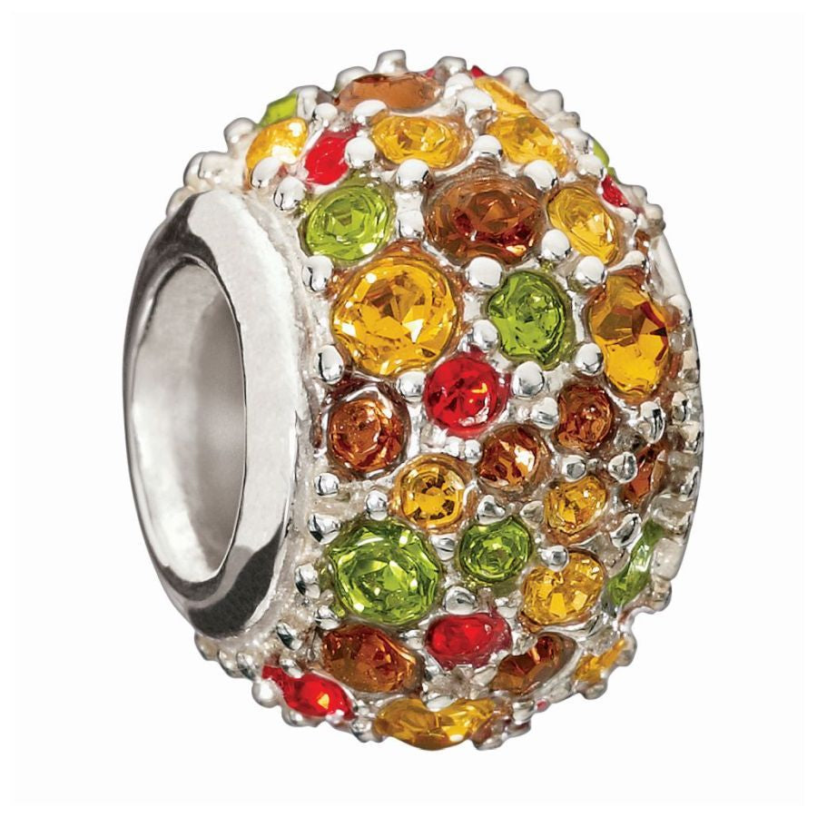 Silver bead - Jewelled Kaleidosope - Fresco - green, brown, red