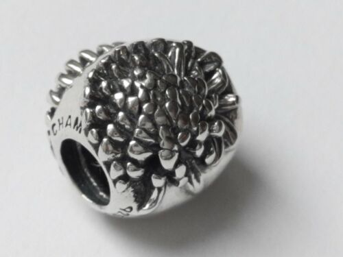 Silver bead - November birthstone flower - Chrysanthemum