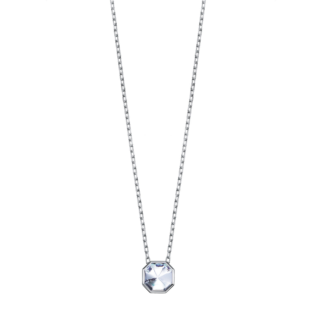octagonal Clear coloured crystal pendant & fitted chain