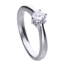 Silver Round Cubic Zirconia Solitaire Ring, size M 1/2