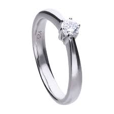 Silver Cubic Zirconia Solitaire Ring, size P 1/2