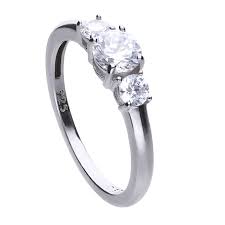 Silver 3 CZ Claw Set Ring