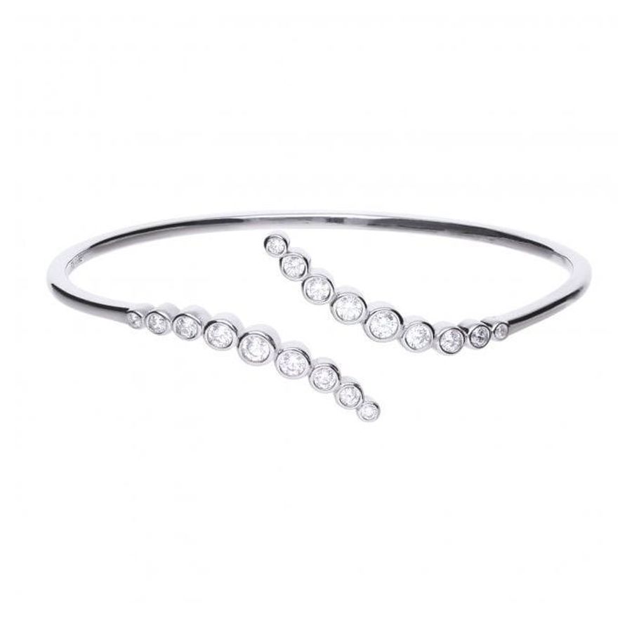 Silver Cubic Zirconia Wave Twist Bangle
