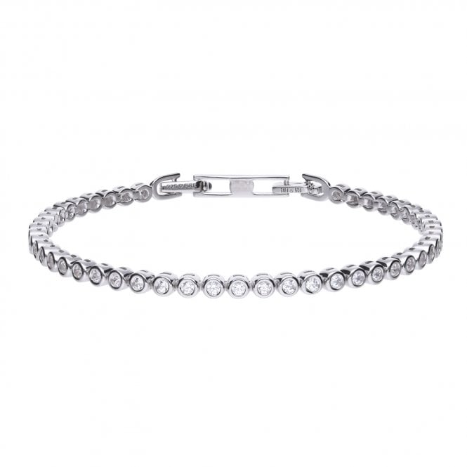 Silver Rubover Set Cubic Zirconia Tennis Bracelet